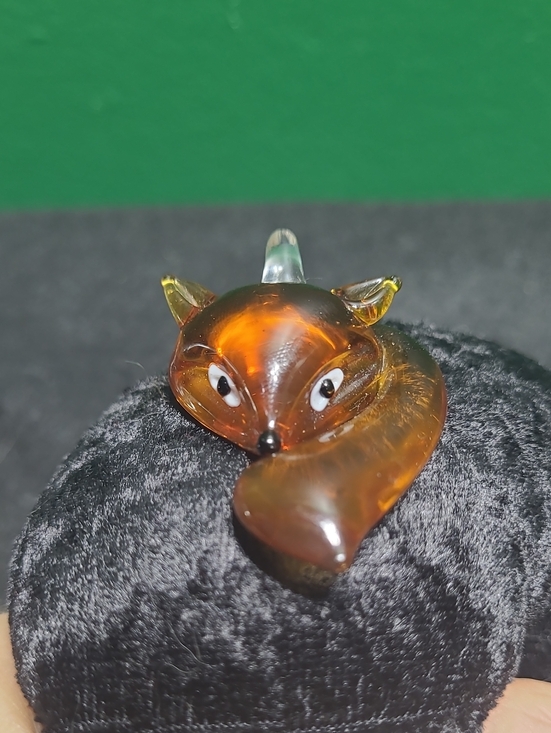 Source Unknown Jewelry - Amber Glass Fox Necklace Pendant